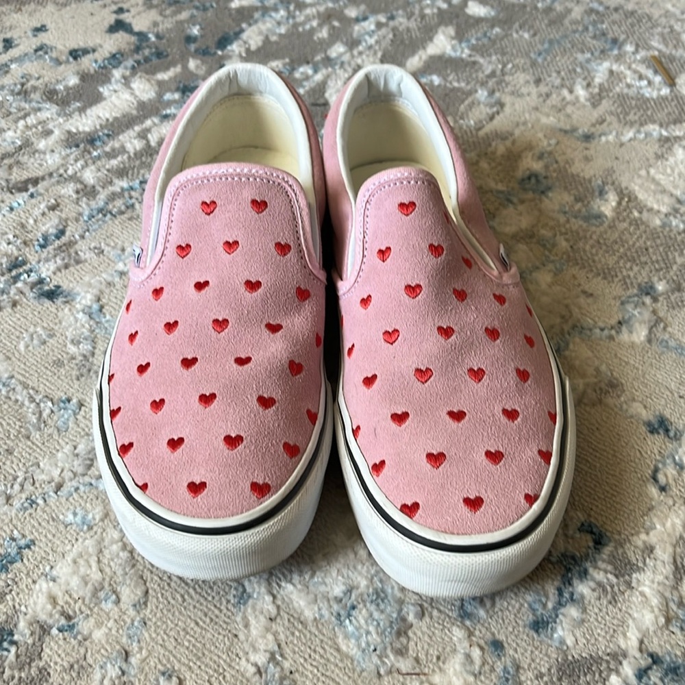 Vans Women’s Slip-ons- pink with red hearts